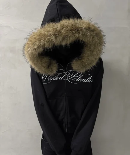 Clothing Hooded Sweatshirt Rhinestone Men's Plush Hooded Zipper Jacket Y2K Men's Winter Coat