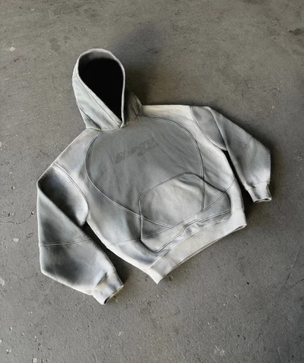 Vintage Gray French Terry Oversized 100% Cotton Heavyweight Men Sun Faded 500 Gsm Blank Acid Washed Distressed Hoodie Men