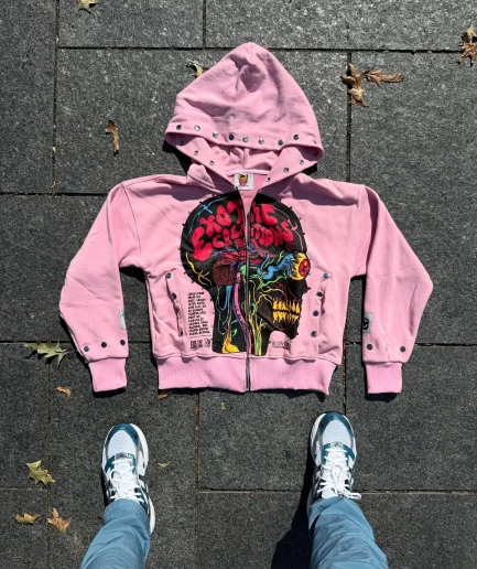 High Quality Men Screen Print Graphic Rhinestone Full Sleeve Print Plain Blank Vintage Unisex Oversized Zipper Hoodie