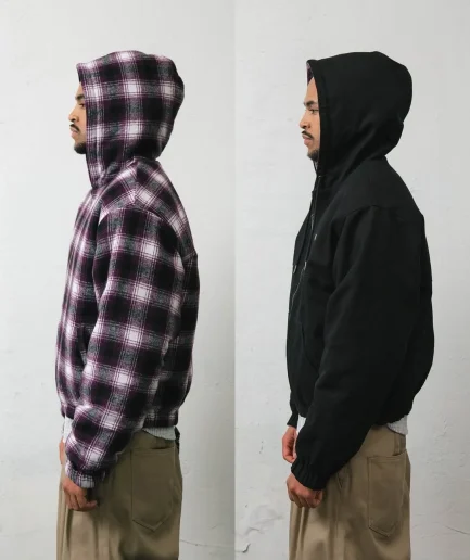 Reversible Flannel Plaid Zip up Hoodie Streetwear Designer Zipper Men Heavyweight Oversized Boxy Fit Cropped Hoodies