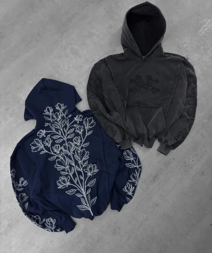 Printed Hoodie with Cut and Sewn Pullover, Cotton Hoodie with Patchwork Aesthetic, Unique Hoodie Style for Men