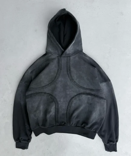 Fashion Oversized Vintage Acid Wash Ripped Zipper-Up Anti-Wrinkle Digital Printed Pocket 100% Cotton Hoodie for Men