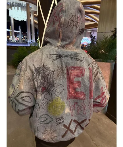 High Quality Zipper Digital Printed Graphic Men's Oversized French Looped Loose Shoulder Sweatshirt Hooded Sweatshirt