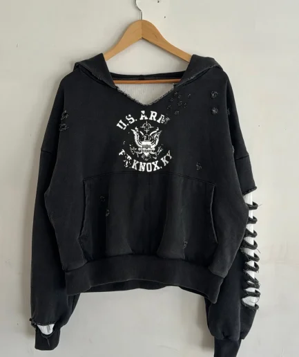 Clothing Heavyweight French Looped Stone Acid Washed Pullover Print Distressed Old Long Sleeved Sweatshirt