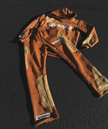 Clothing Heavyweight Two-piece Set Patchwork Printed Sportswear Retro Pickled Men's Clothing