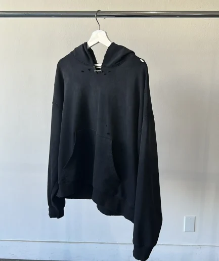 Heavyweight Men's Hooded Streetwear Ripped Sportswear, High-quality Printed Labels, Vintage Washed Sportswear