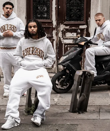 French Looped Retro Embroidered Leopard Print Letters Loose Pants Dark Slow Hip-hop Pants Hooded Suit Two-piece Set