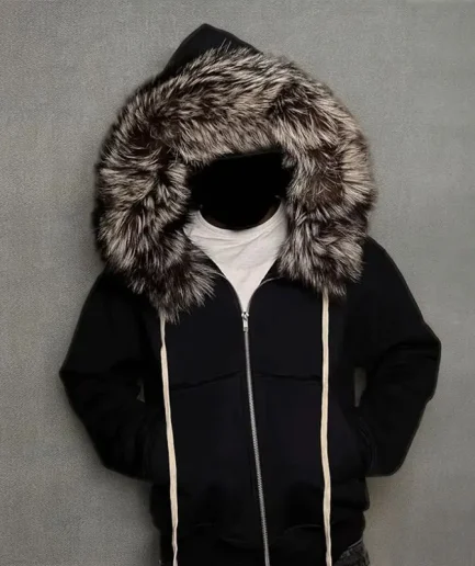 Clothing 400gsm 500gsm French Terry Distressed With Detachable Fur Hood Hoody Zip up Hoodie Jacket for Men