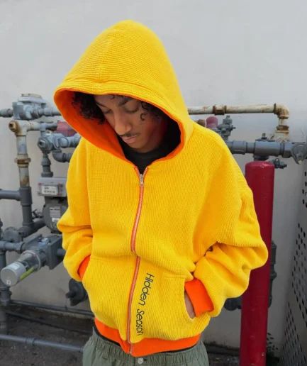 Spring Reversible Thermal Zip-up Hoodie French Terry Cotton Waffle Knit Hoodie