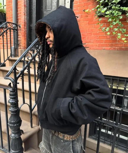 Reversible Zip up Hoodie for Men Baggy Fit Unisex Winter Flannel Plaid Print Streetwear Double Zipper Hoodies