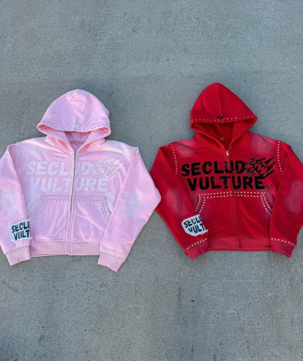 Vintage Washed Fleece French Terry Heavyweight Thick Zipper Jacket Crystal Rhinestone Double Zip up Hoodie Men