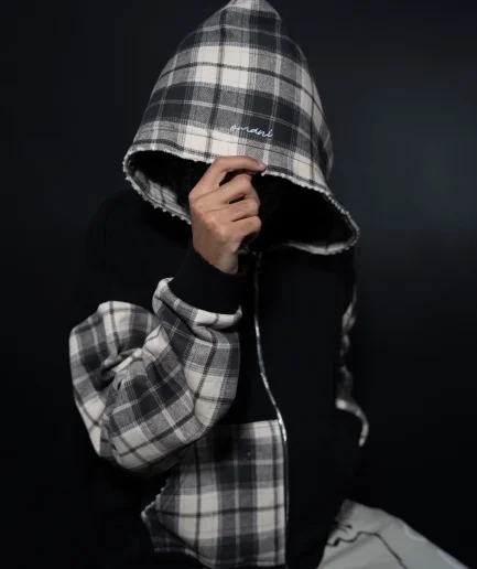 Clothing Zipper Cutting Grid Zipper Hoodie Design Patchwork Color Block Men's Hoodie