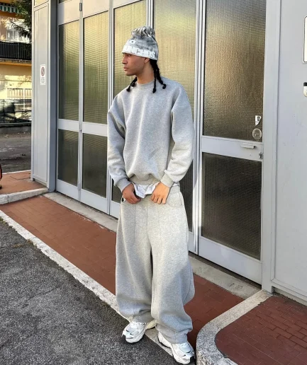 Winter Two Piece Baggy Sweatpants and Hoodie Set Men Heavyweight Oversized Pullover Hoodie Men Tracksuits