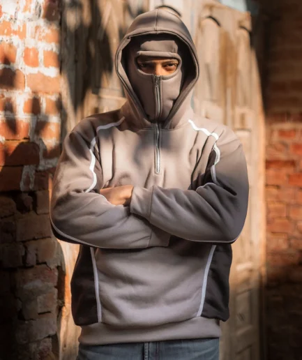 High Quality Men Fleece French Terry Cotton Streetwear Blank Pullover Men's Balaclava Sweatshirts Hoodies