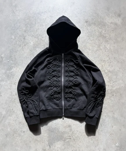 Clothing Acid Washed Heavyweight Retro Hoodie Loose Fit Men's Zipper Sunscreen Embroidery Patchwork Hoodie