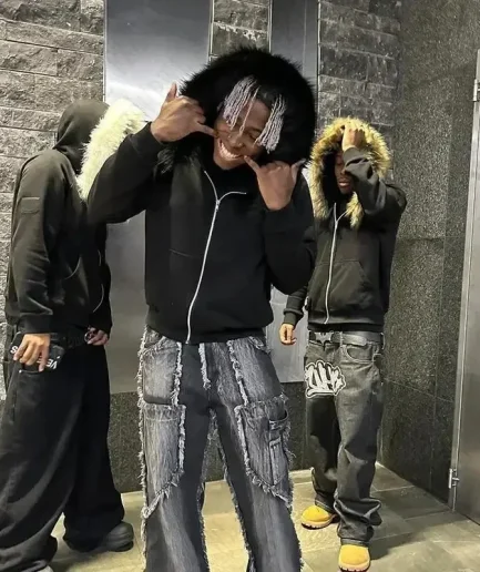 Zip up Hoodie Streetwear Personalized Fur Hoodie for Men Y2K Street Wear Hoodie