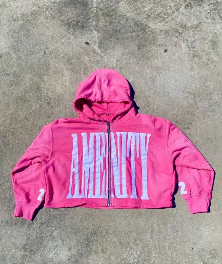 100% Cotton Cropped Vintage Distressed Embroidered Patch Sun Faded Rhinestone Men Zip up Hoodie