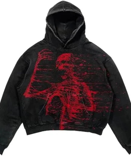 Halloween Y2K Hoodie Gothic Casual Alphabet Blast Print Pattern Skull Fashion Hoodie Men Harajuku Men Clothing