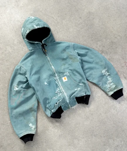 Heavyweight Streetwear Men's Hoodies, High-quality Cut Zippers, Vintage Pickled Sun Faded Holes, Distressed Hoodies