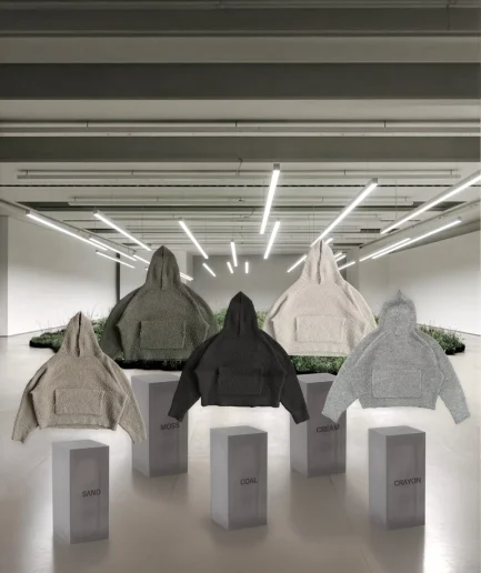 Shoulder Down Hooded Oversized Loose square Short Pullover for Winter Clothing, Wool Hooded Sweatshirt for Men