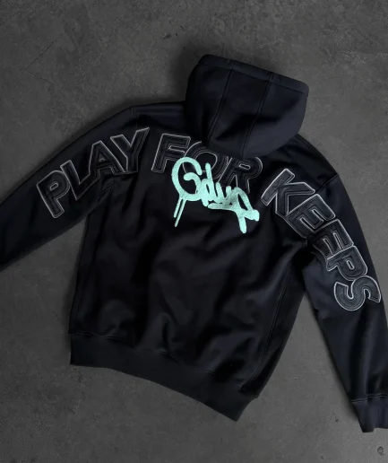 High Quality Heavyweight Pullover, Street Style Hoodie, Embroidered Printed Design, Winter Men's Black Hoodie