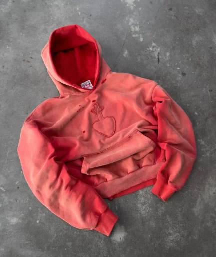 Cropped Boxy Applique Patch Embroidery Distressed Acid Wash Vintage Zip-Up Hoodie for Men