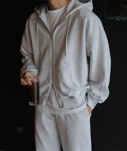 Unisex Two-piece Blank Loose Oversized Hoodie and Sweatpants Set, Sportswear Plain Autumn Outfit