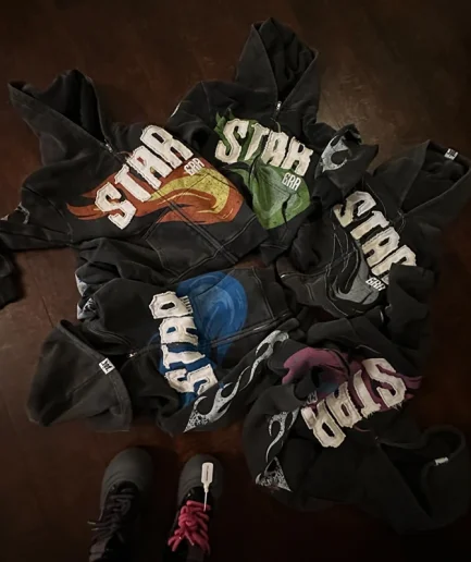 Men's and Women's Zipper Pullover, Cotton Seam Splicing Hoodie, Embroidered Retro Digital Printed Sweatshirt