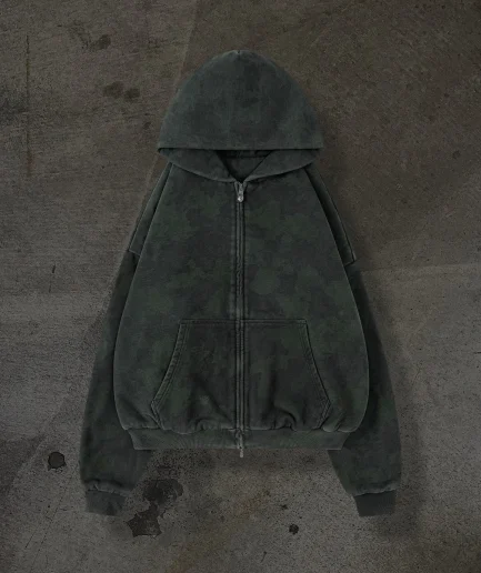 Luxury Streetwear Blank Hoodie Retro Oversized Acid Washed Sun Faded Distressed Old Zipper Hoodie for Men