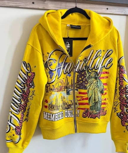 Balaclava Hoodies Men's 100% Cotton Heavyweight Double Layer Hood Zip up Drop Shoulder Men's Hoodies Sweatshirts