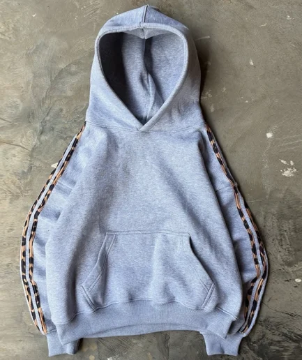 High Quality Casual Pullover Hoodie for Men, Slim Fit Distressed Old Leopard Print Sportswear, Loose Style