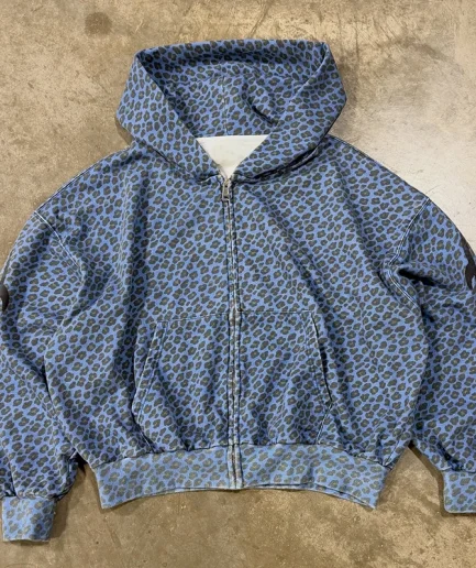 Designer Punk Hoodie Street Wear Retro Men's Leopard Print Sportswear Zipper Men's Hoodie Pants