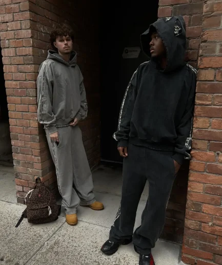 Clothing Ripped off Pullover Hoodie with Patchwork Leopard Print Oversized Unisex Streetwear Hoodie